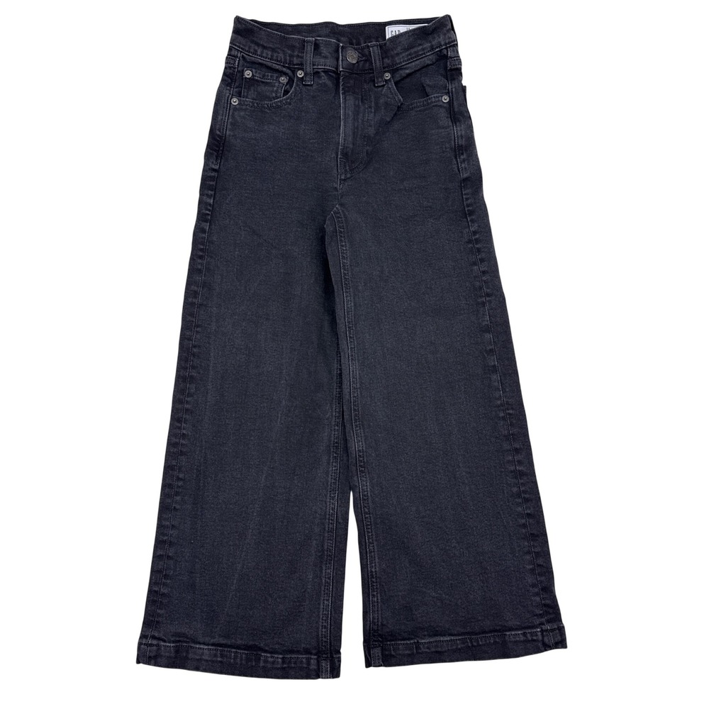 Gap High Rise Stride Jeans Women Size 24 Black Denim Wide Leg Casual Baggy Loose